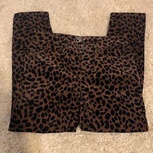 Loft pants, “super skinny” style, leopard, black and brown, 2P, great condition!
